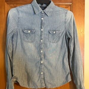 American Eagle Light Blue Denim Button-Up Shirt
